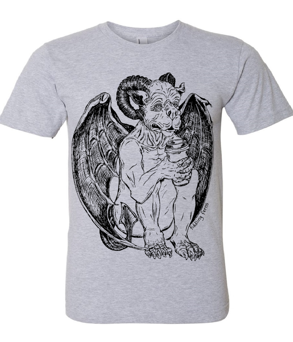 Gargoyle Drinking Coffee Unisex T Shirt