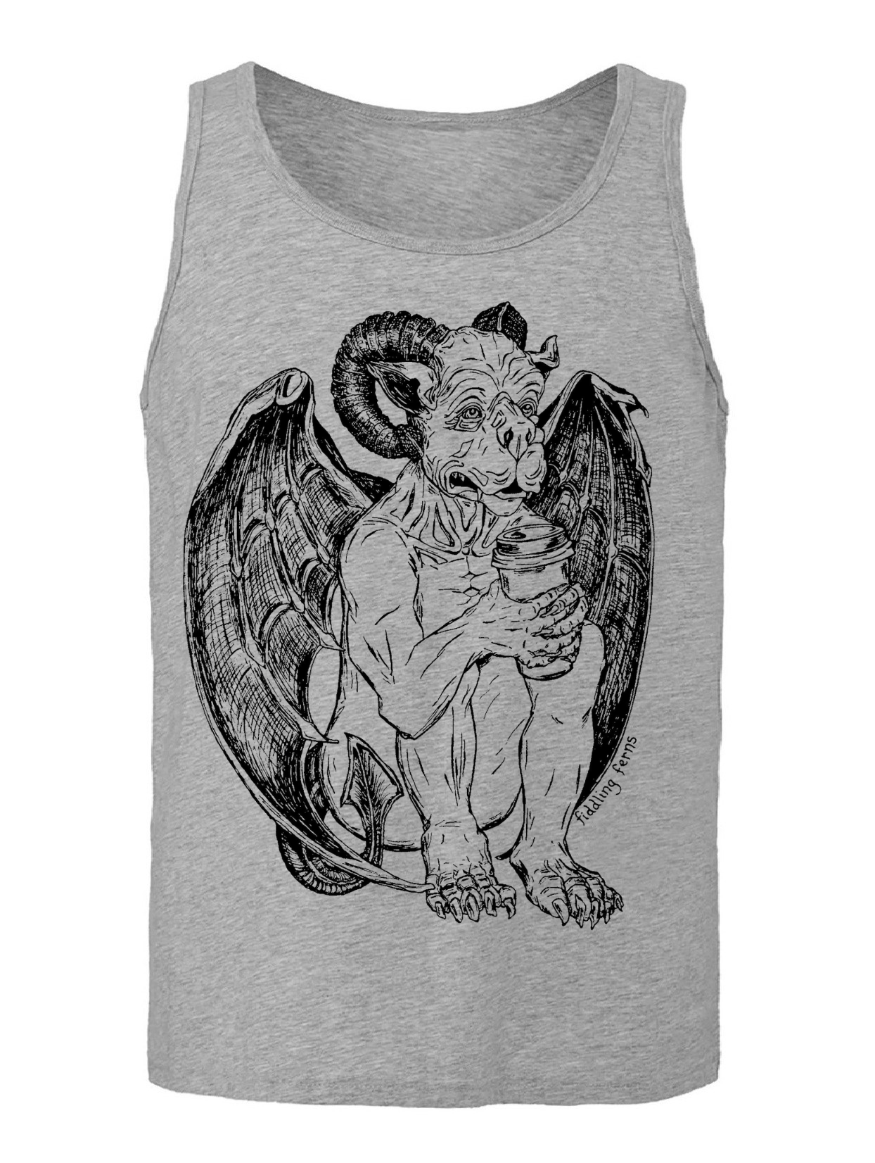 Gargoyle Drinking Coffee Unisex Tank Top