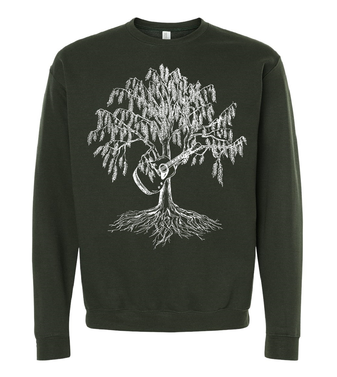 Weeping Willow Tree with Guitar Unisex Fleece Crewneck