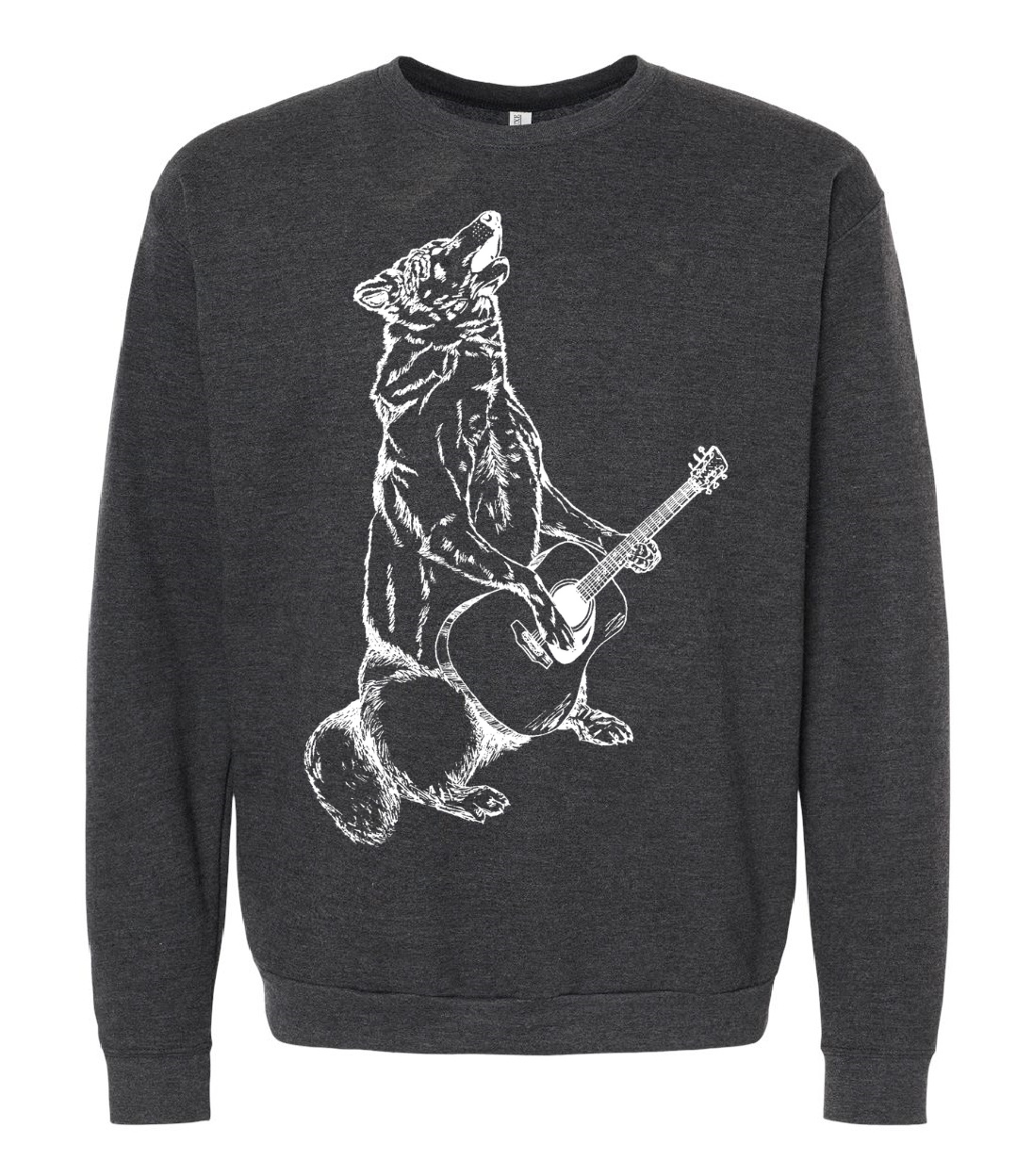 Howling Wolf with Guitar Unisex Fleece Crewneck