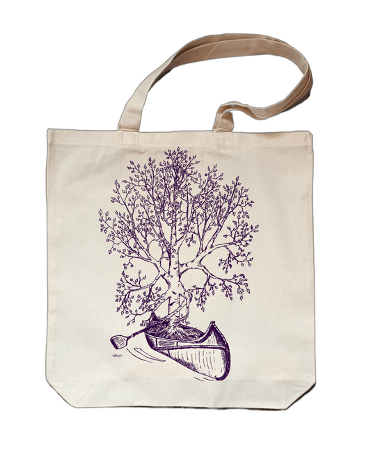Birch Tree in a Canoe Small Cotton Tote