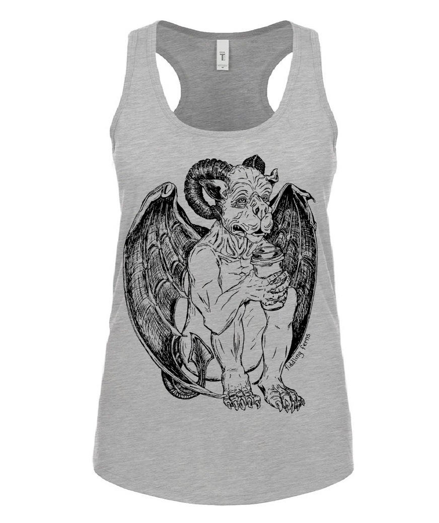 Gargoyle Drinking Coffee Ladies Tank Top