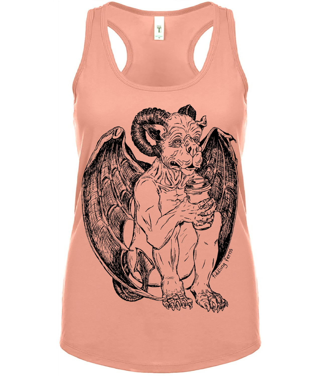 Gargoyle Drinking Coffee Ladies Tank Top