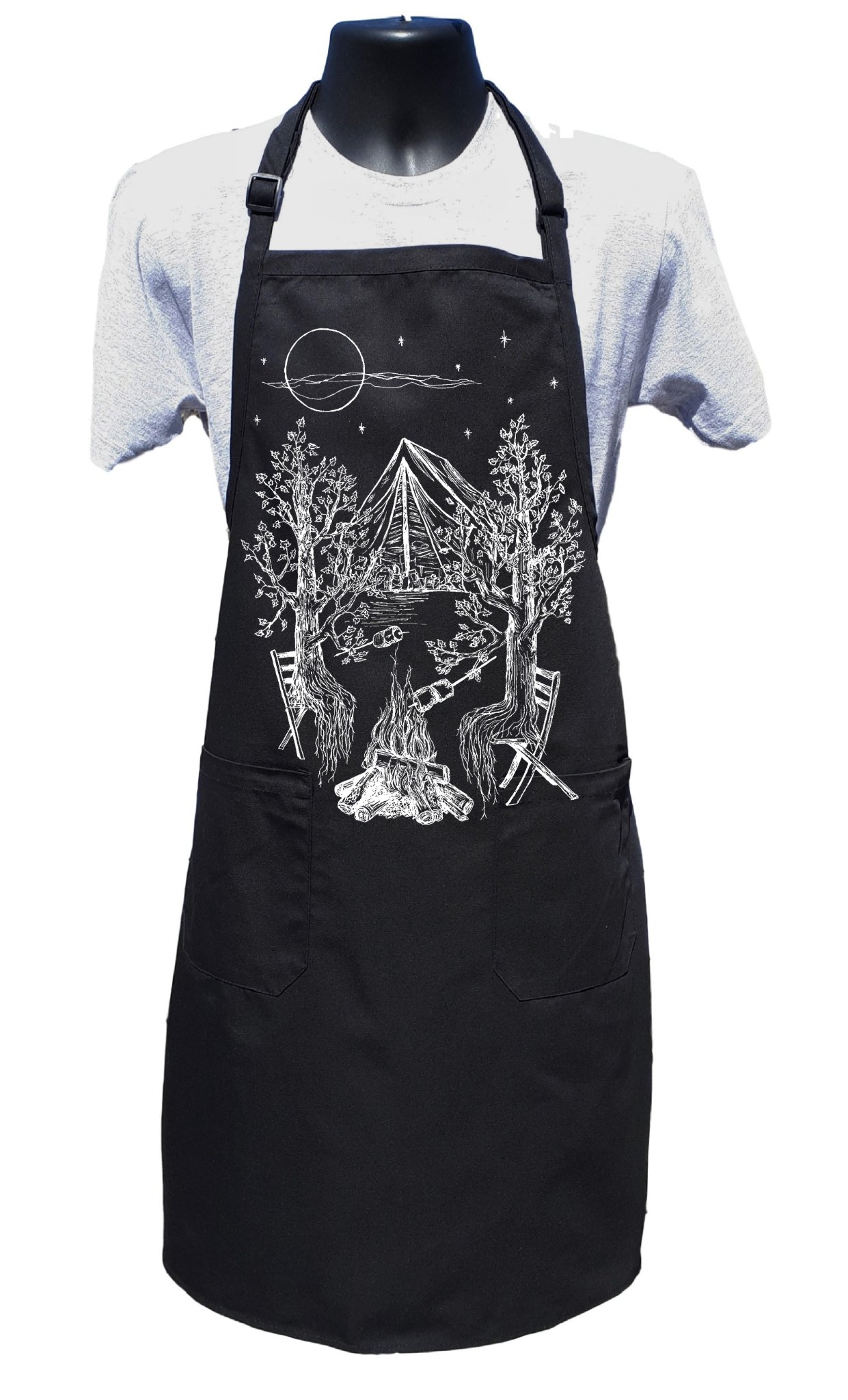 Camping Trees Chef Apron with Pockets