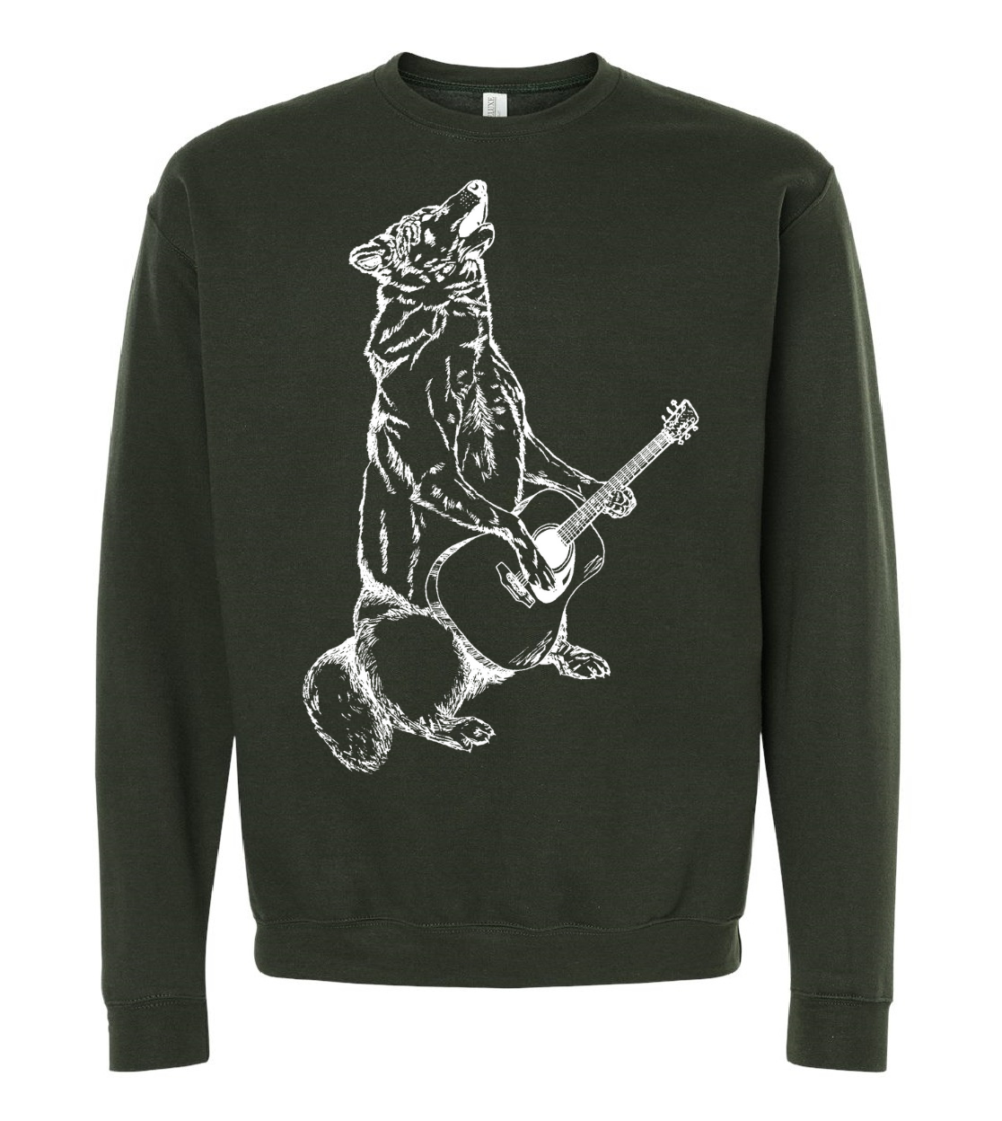Howling Wolf with Guitar Unisex Fleece Crewneck