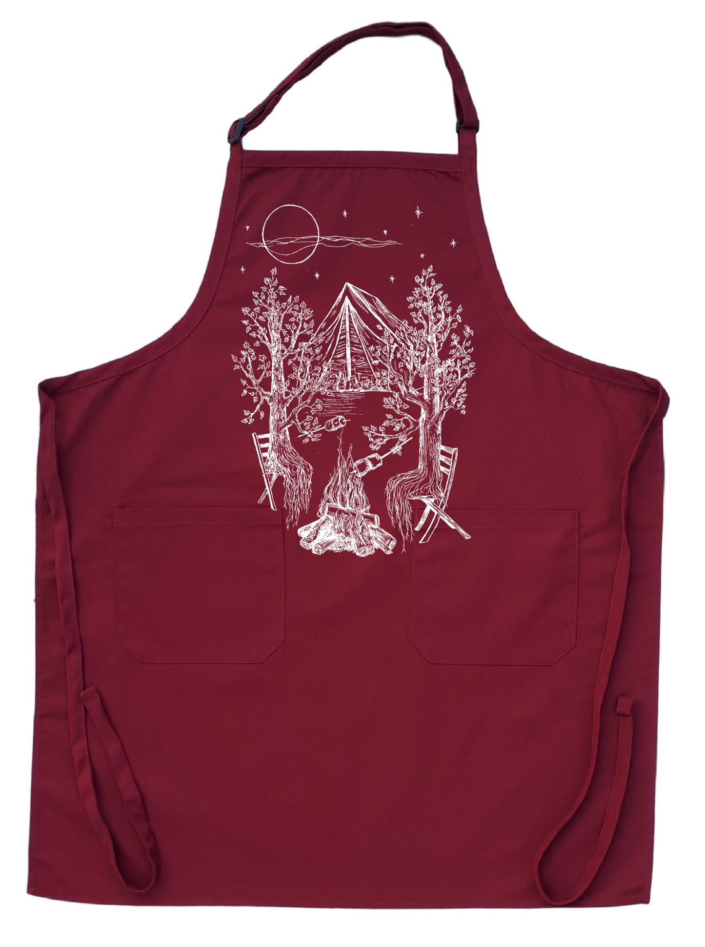 Camping Trees Chef Apron with Pockets
