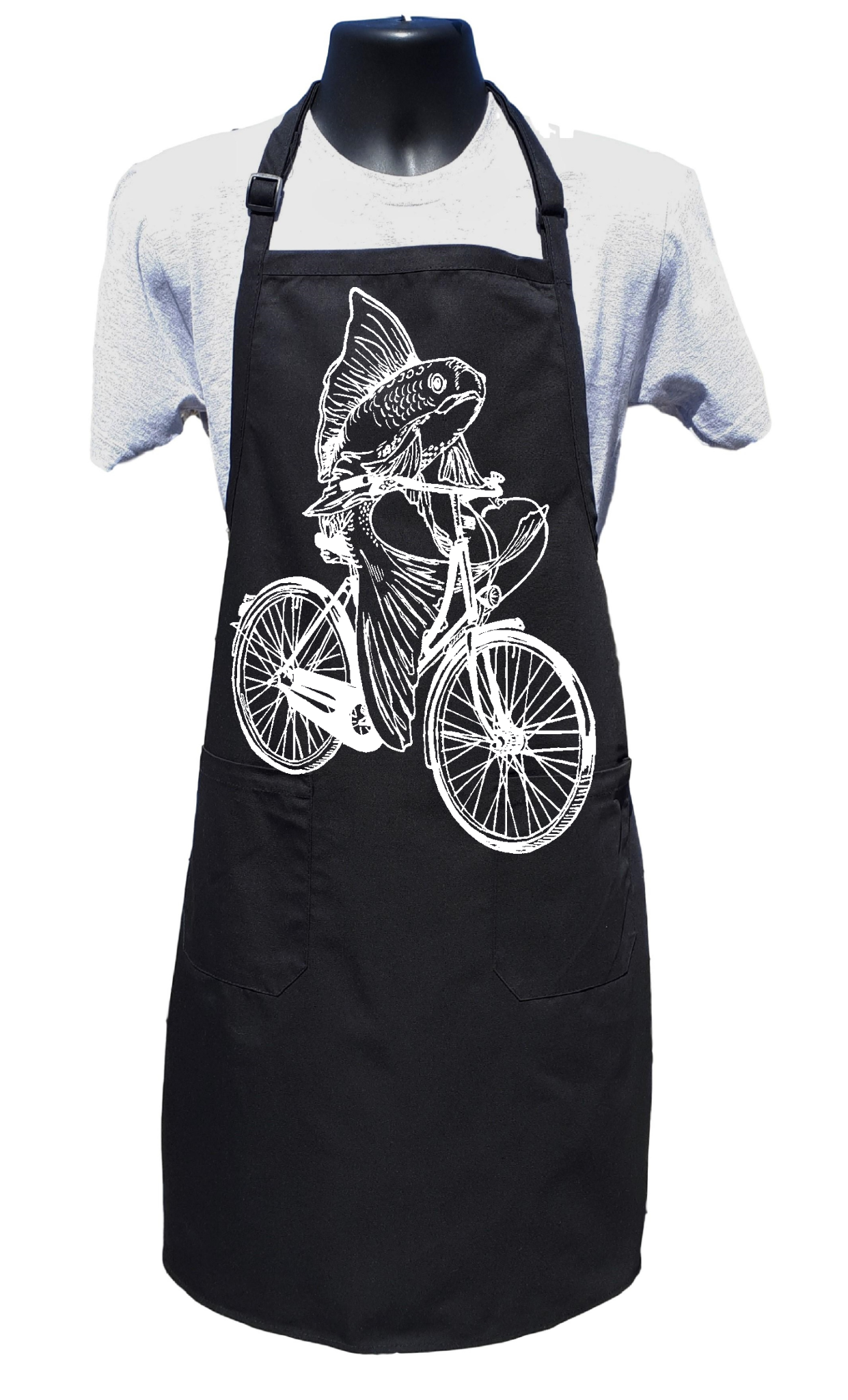 Fish on a Bicycle Chef's Apron with Pockets