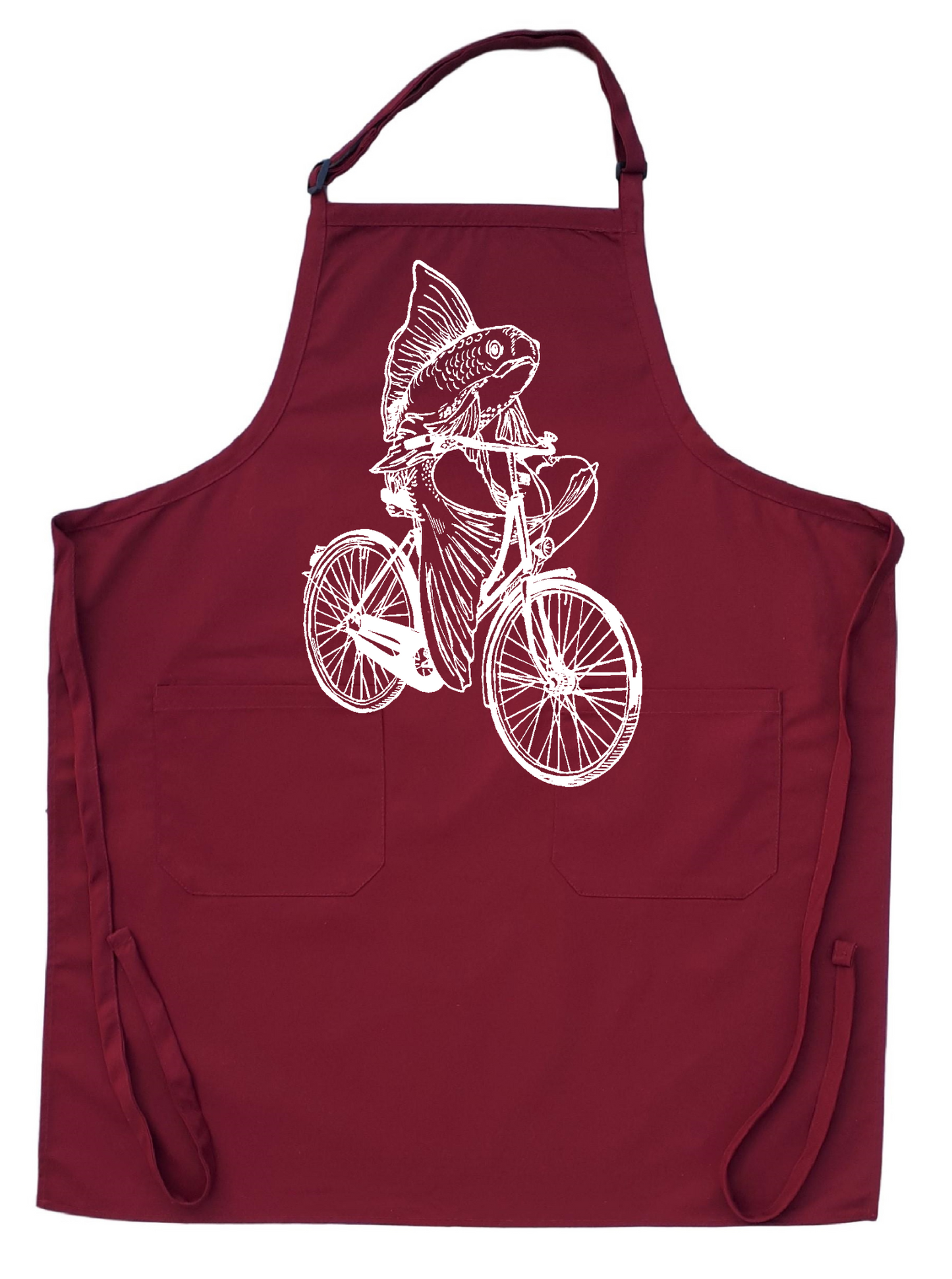 Fish on a Bicycle Chef's Apron with Pockets