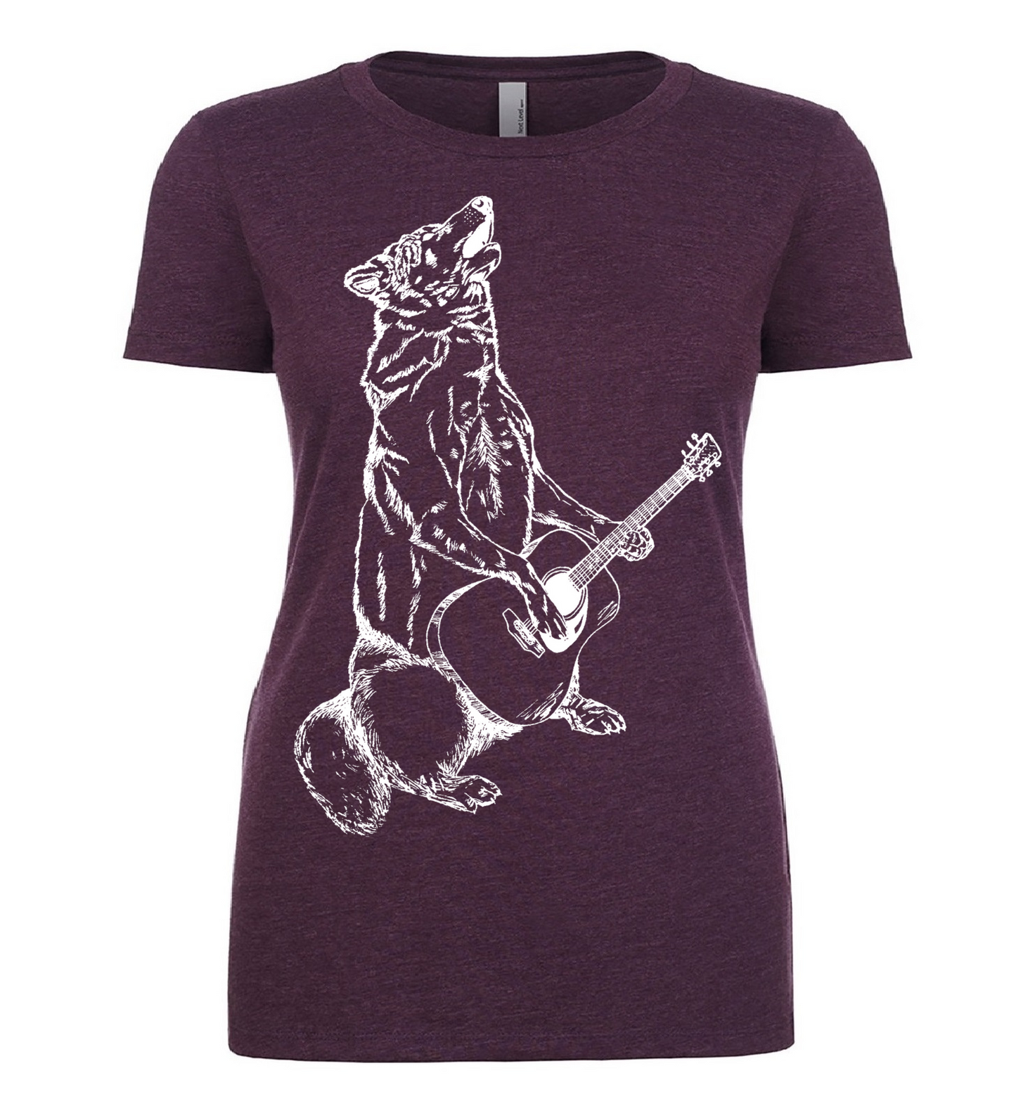 Howling Wolf Playing Guitar Ladies T Shirt