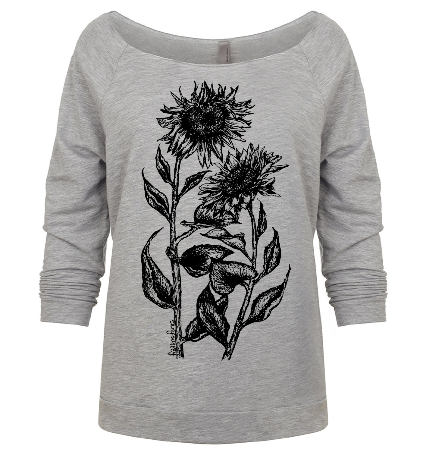 Sunflowers Ladies 3/4 Sleeve Boatneck Shirt