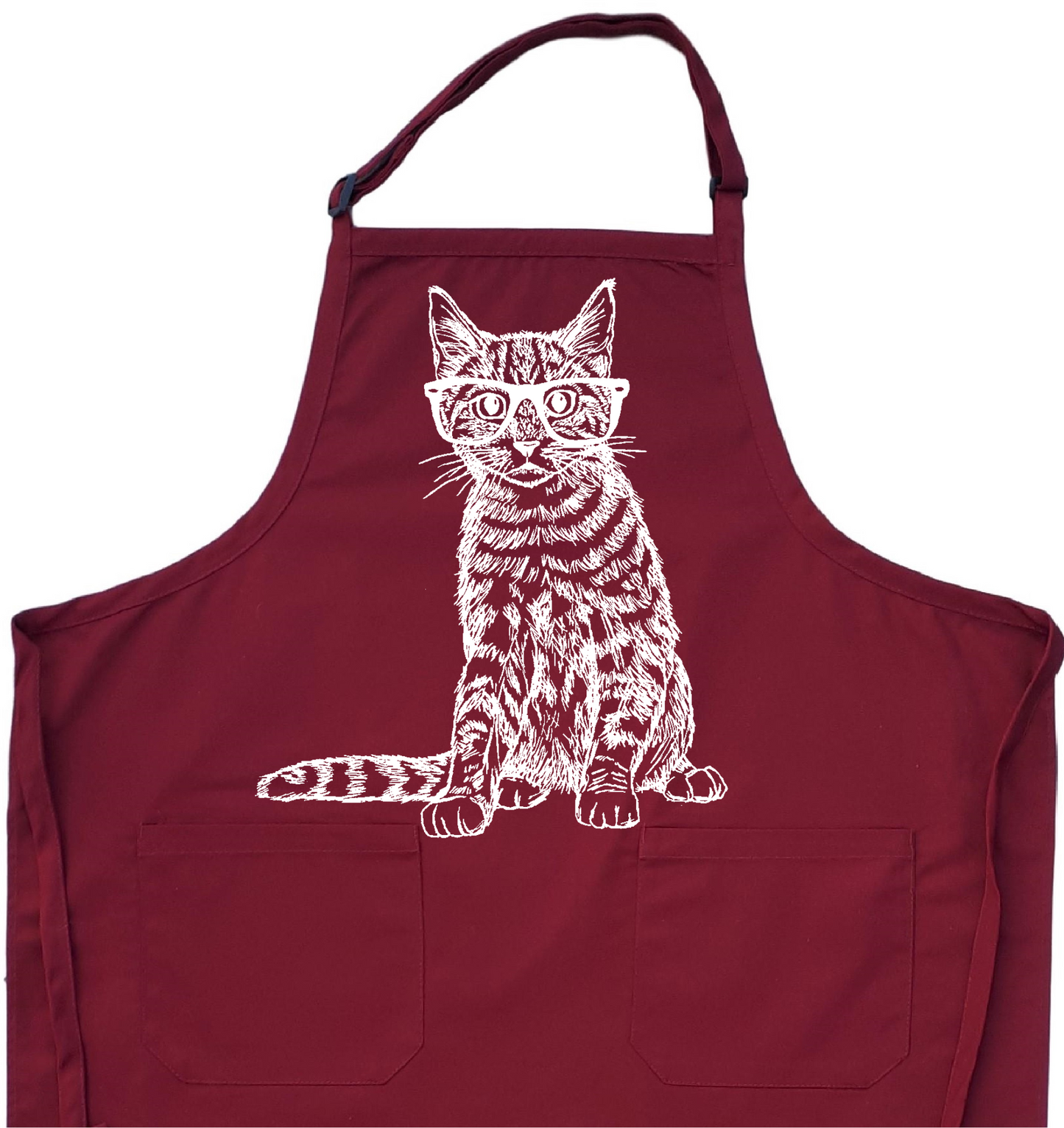 Cat with Glasses Chef's Apron with Pockets