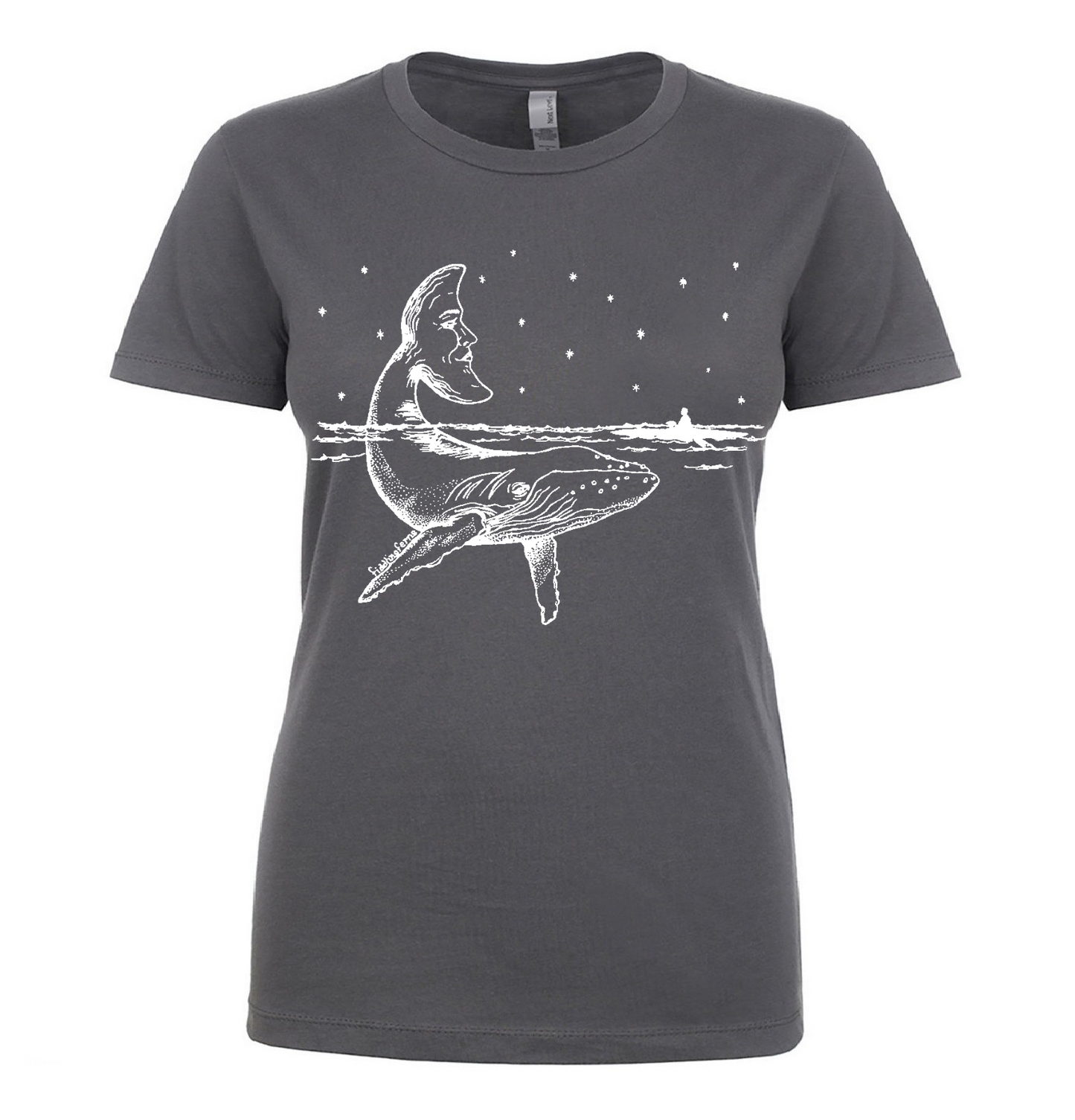 Whale with a Moon Tail Ladies T Shirt