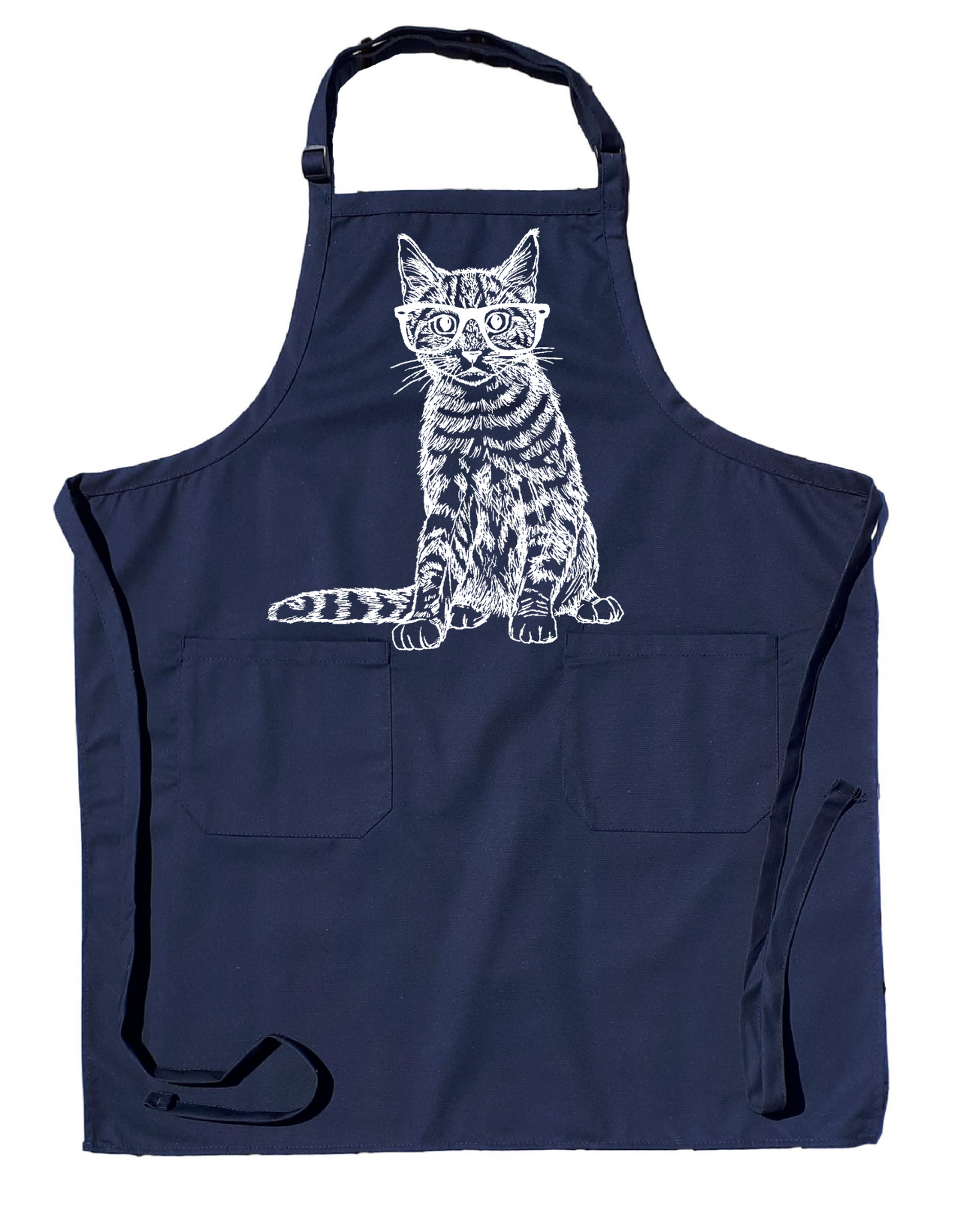 Cat with Glasses Chef's Apron with Pockets