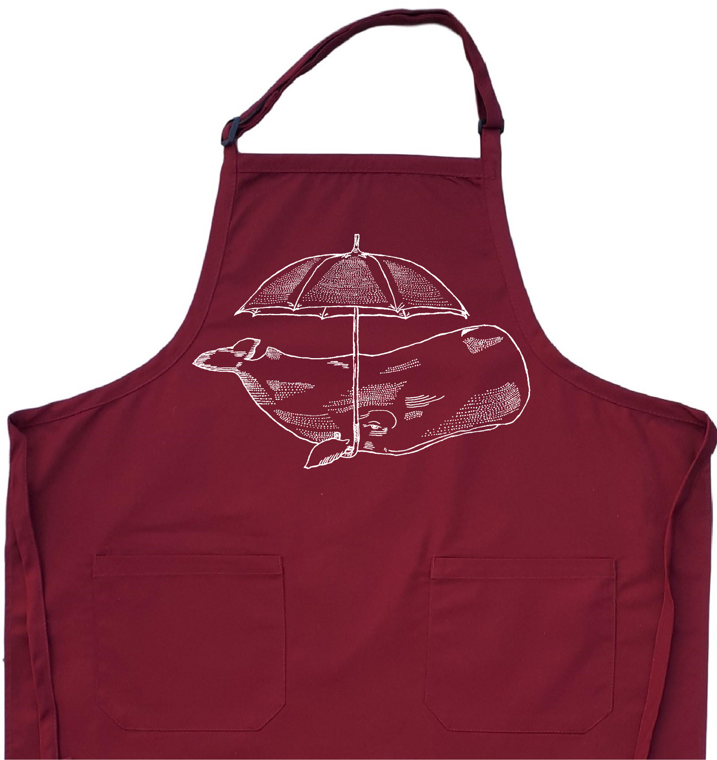 Whale with an Umbrella Chef's Apron with Pockets