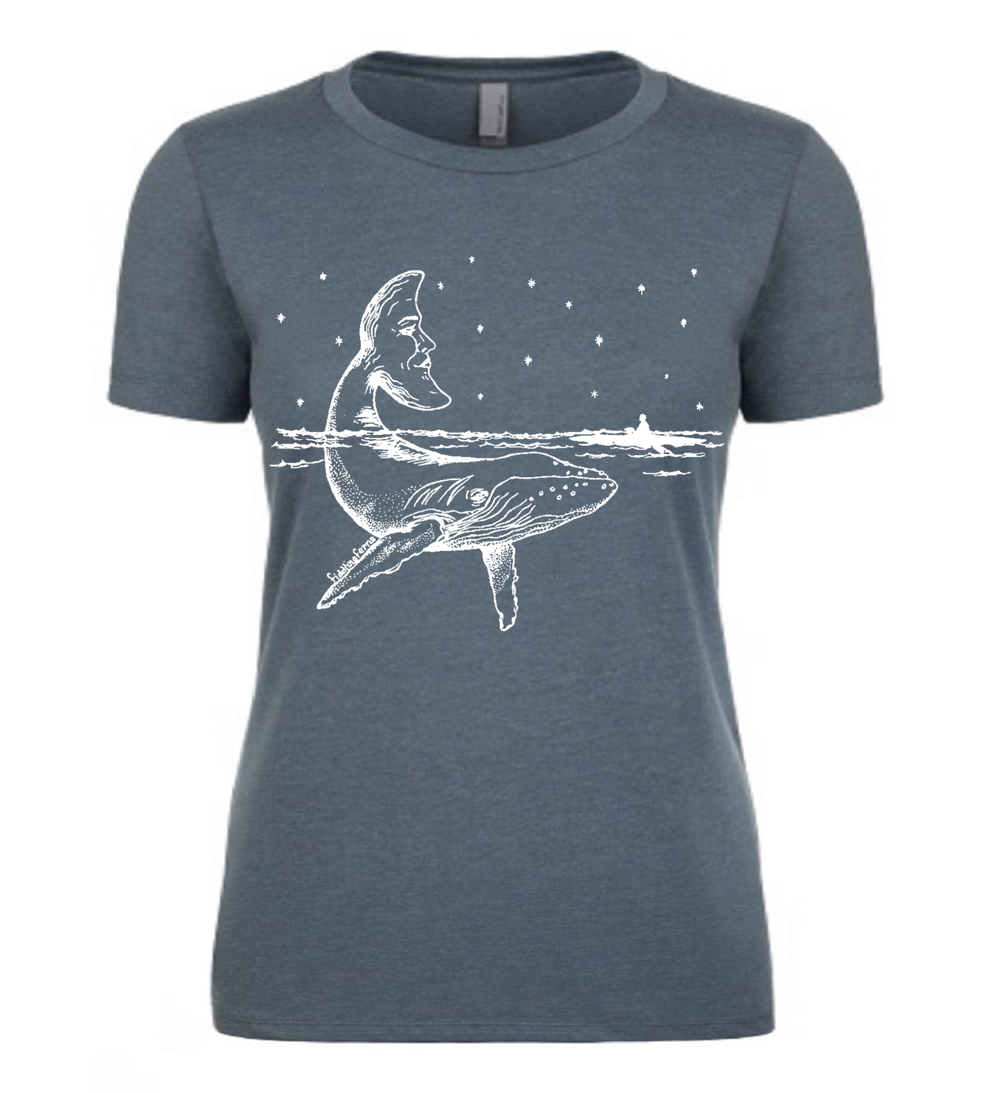 Whale with a Moon Tail Ladies T Shirt