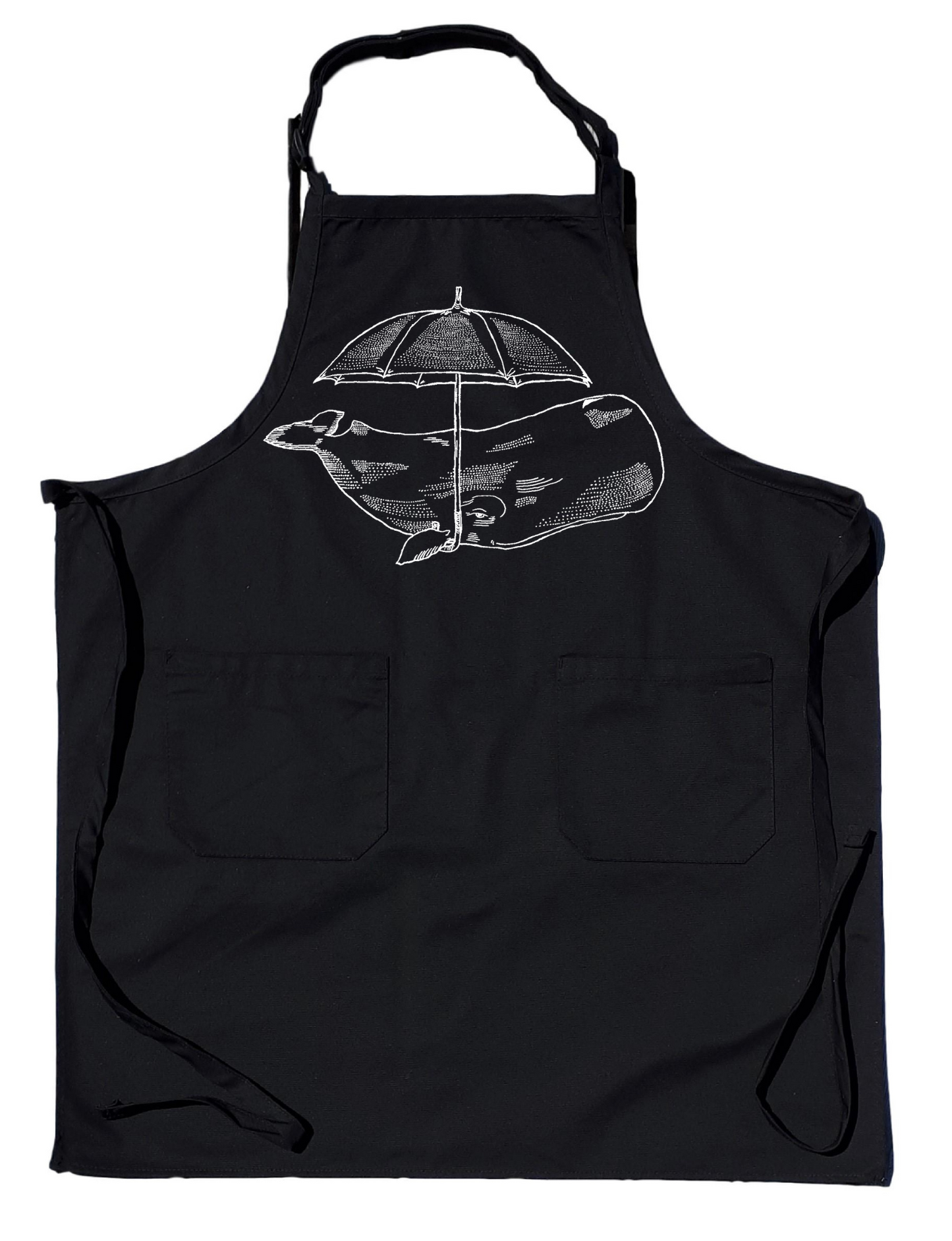 Whale with an Umbrella Chef's Apron with Pockets