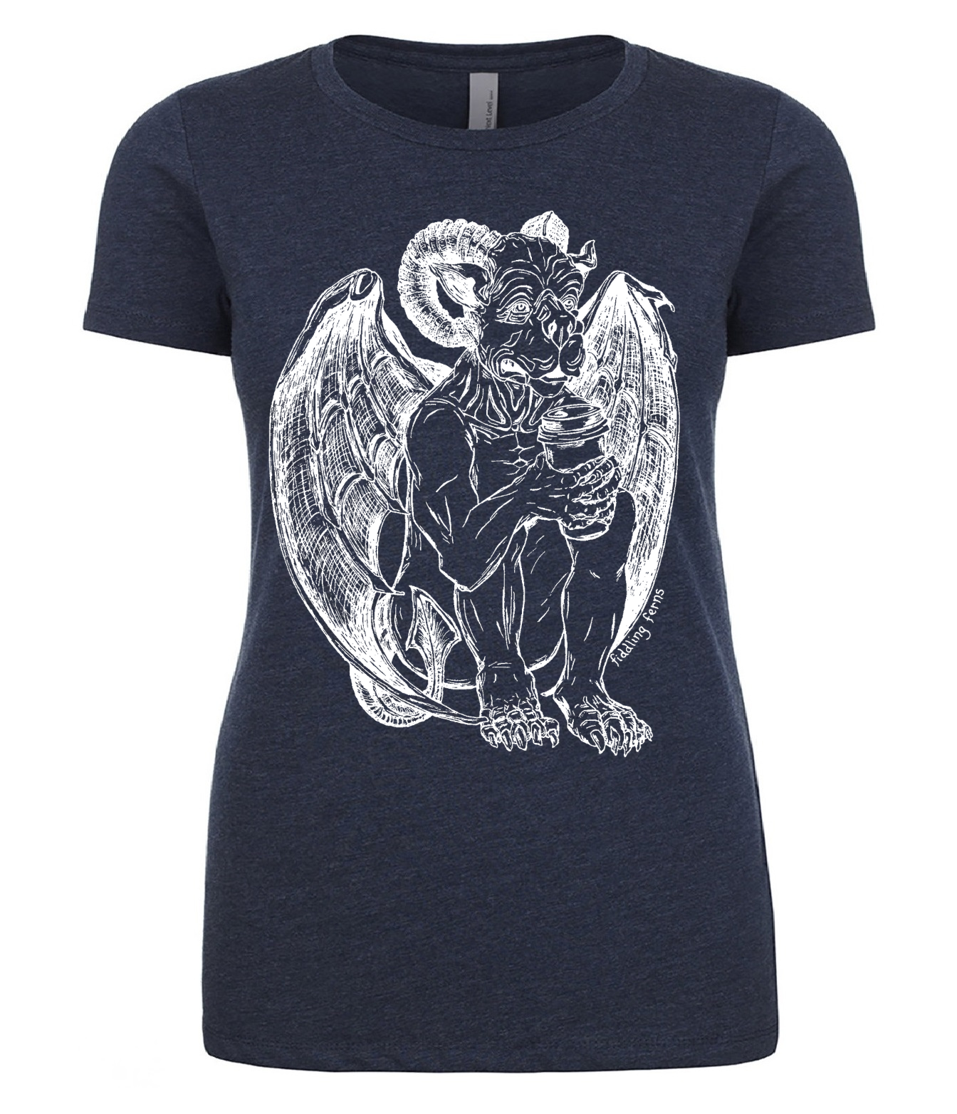 Gargoyle Drinking Coffee Ladies T Shirt