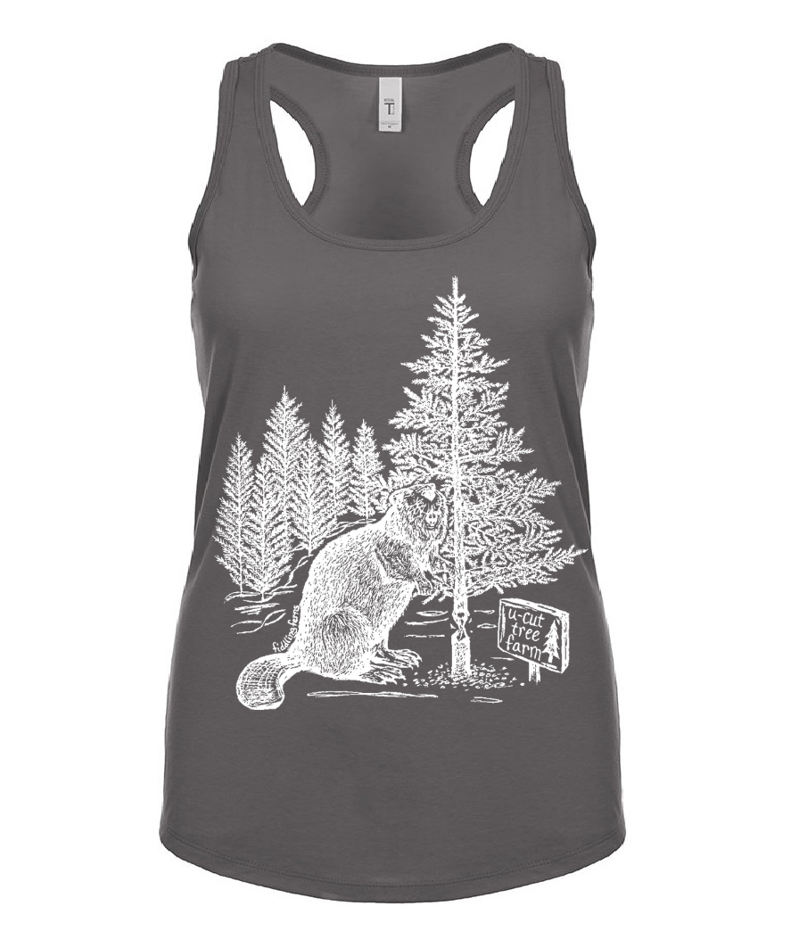 Beaver at a U Cut Tree Farm Ladies Tank Top
