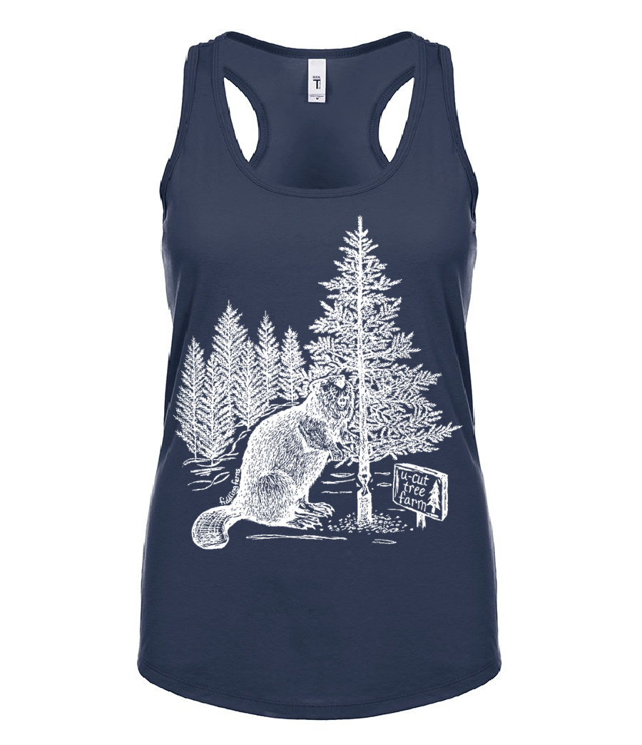 Beaver at a U Cut Tree Farm Ladies Tank Top