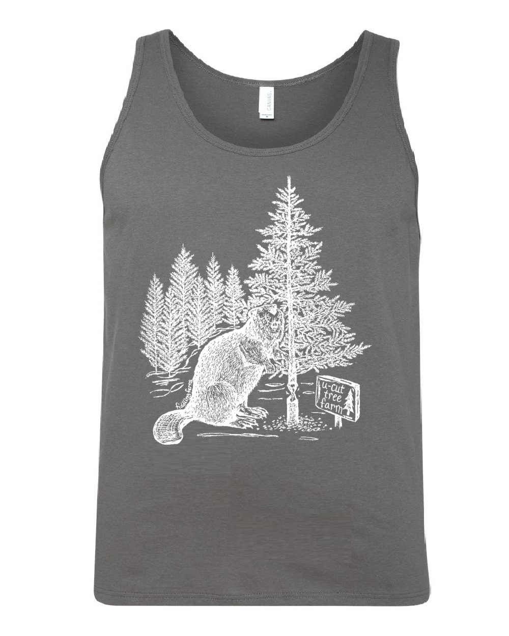 Beaver at a U Cut Tree Farm Unisex Tank Top