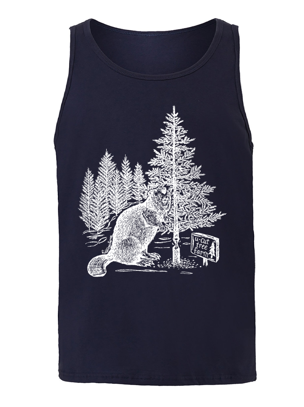 Beaver at a U Cut Tree Farm Unisex Tank Top