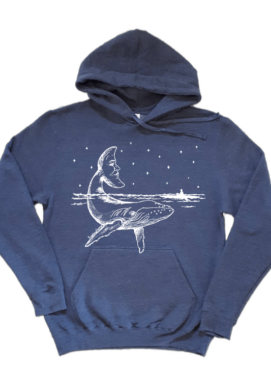 Whale with Moon Tail Unisex Fleece Hoodie