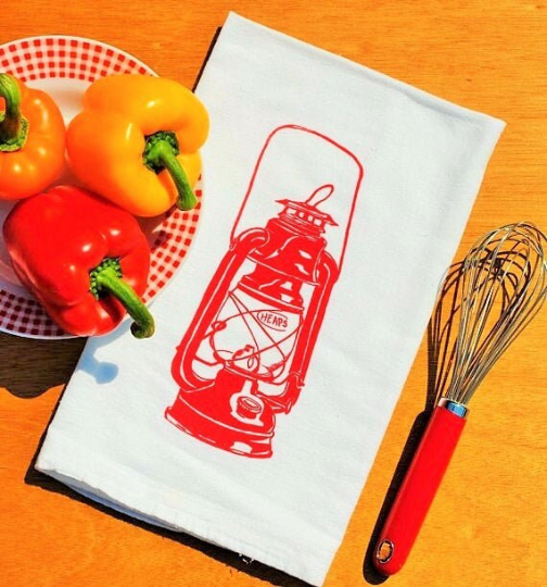 Classic Oil Lantern Flour Sack Tea Towel