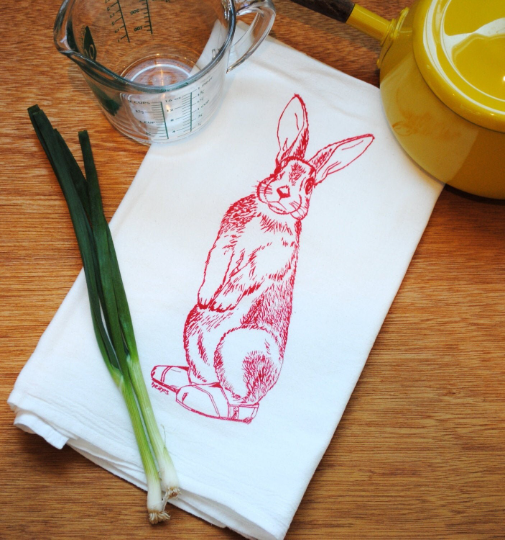 Bunny Slippers Flour Sack Tea Towel