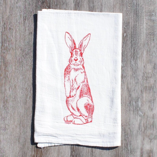 Bunny Slippers Flour Sack Tea Towel