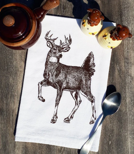 Classic Whitetail Buck Flour Sack Tea Towel