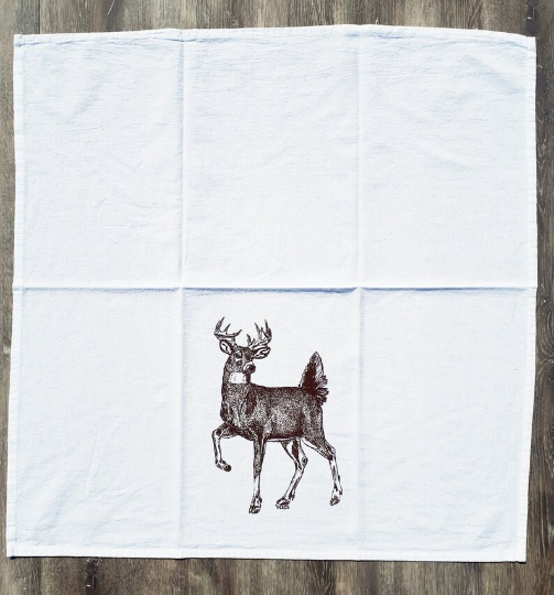 Classic Whitetail Buck Flour Sack Tea Towel