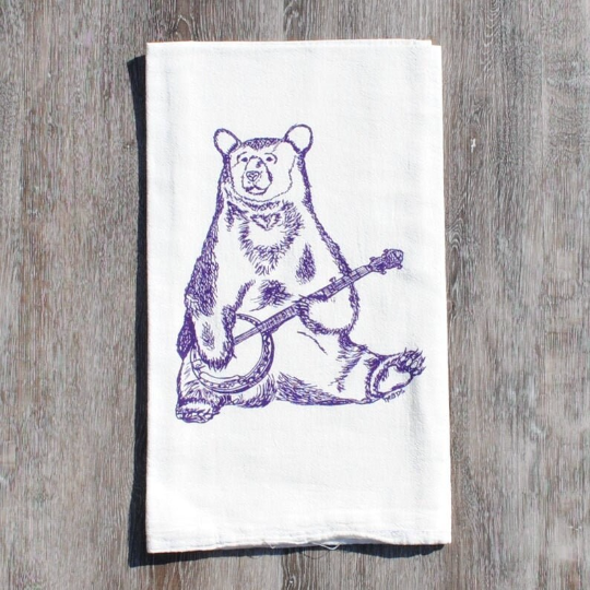 Banjo Bear Flour Sack Tea Towel