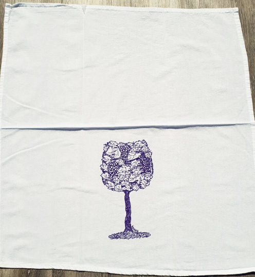Vine Glass Flour Sack Tea Towel