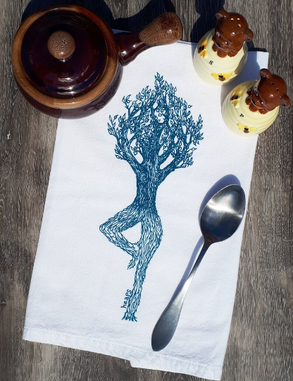 Tree Pose Flour Sack Tea Towel