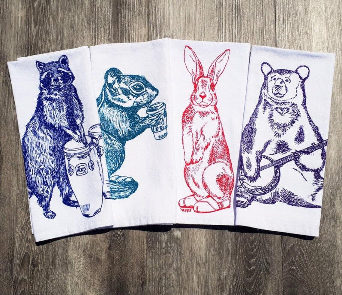 Set of 4 Forest Animal Napkins Bright