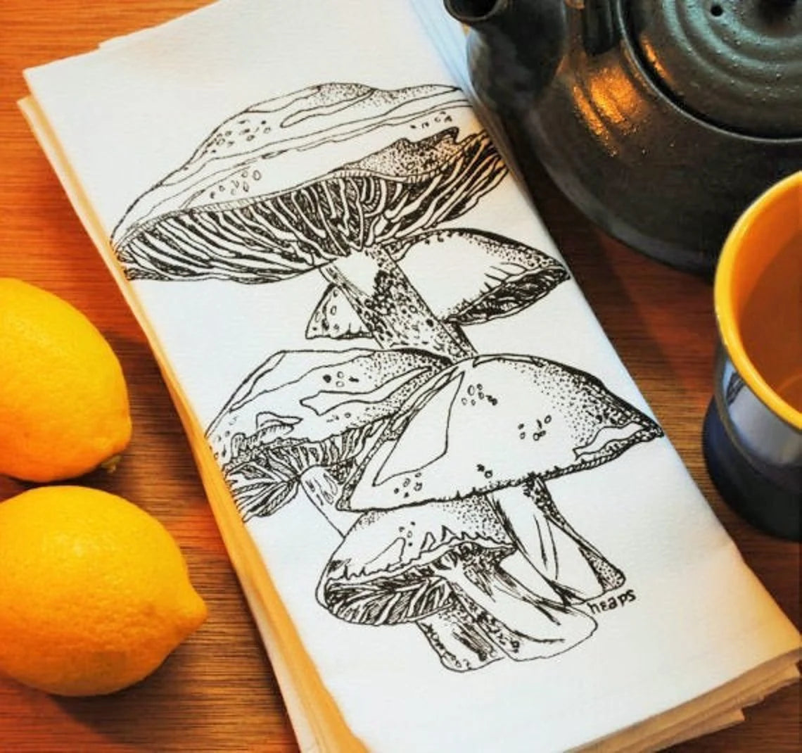 Set of 4 Mushrooms Cotton Napkins