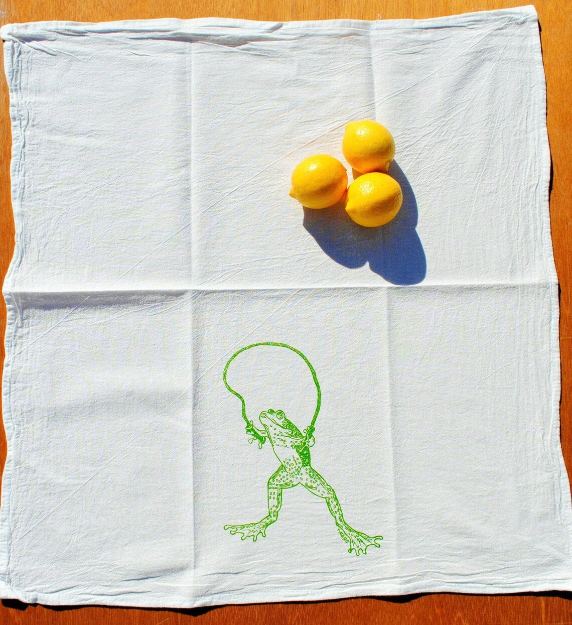 Jumping Frog Flour Sack Tea Towel