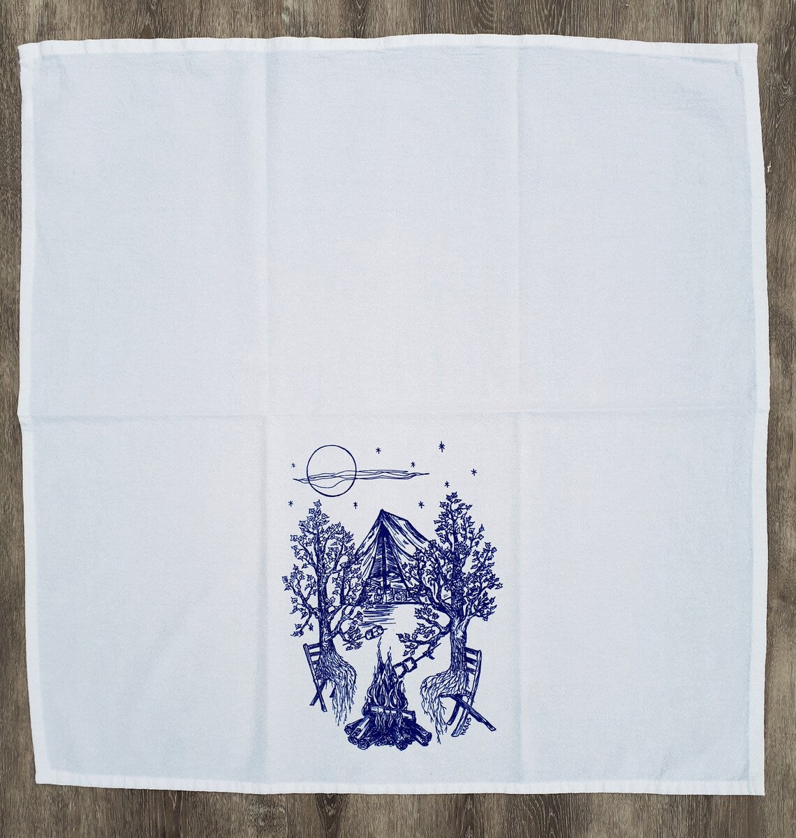 Camping Trees Flour Sack Tea Towel