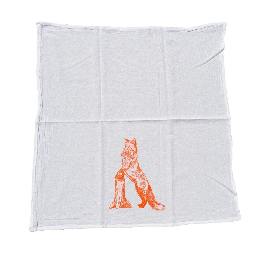 Fox in a Houndstooth Bowtie Flour Sack Tea Towel