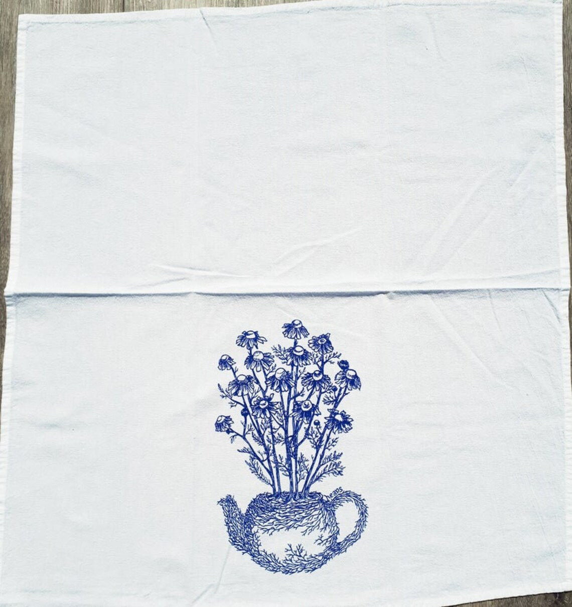 Chamomile Teapot Flour Sack Tea Towel