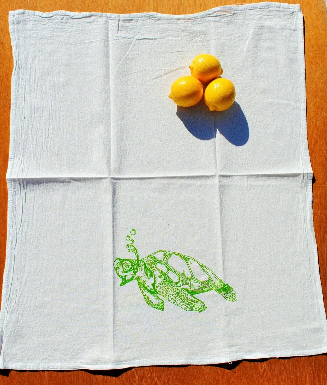 Snorkeling Sea Turtle Flour Sack Tea Towel
