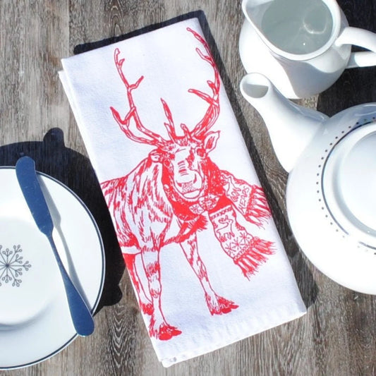 Set of 4 Reindeer Cotton Napkins