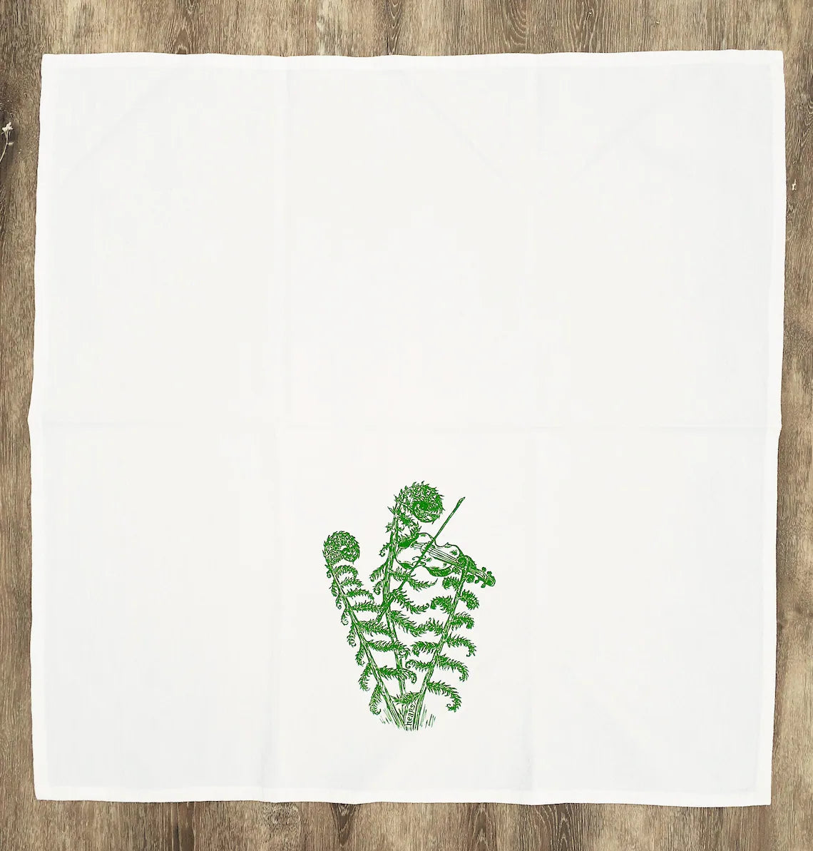 Fiddling Fiddleheads Flour Sack Tea Towel
