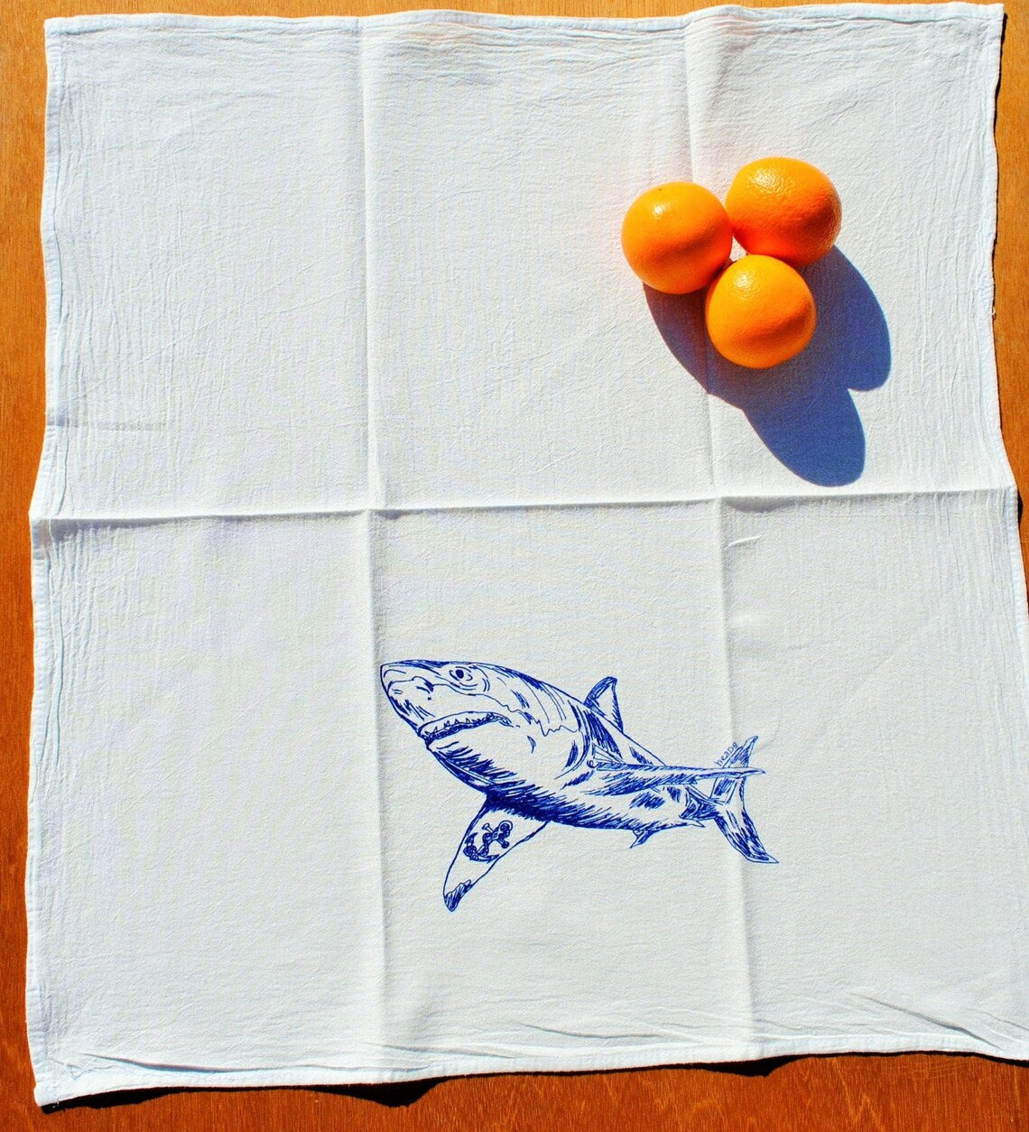 Shark with an Anchor Tattoo Flour Sack Tea Towel