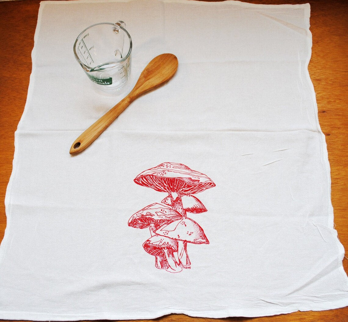 Mushrooms Flour Sack Tea Towel