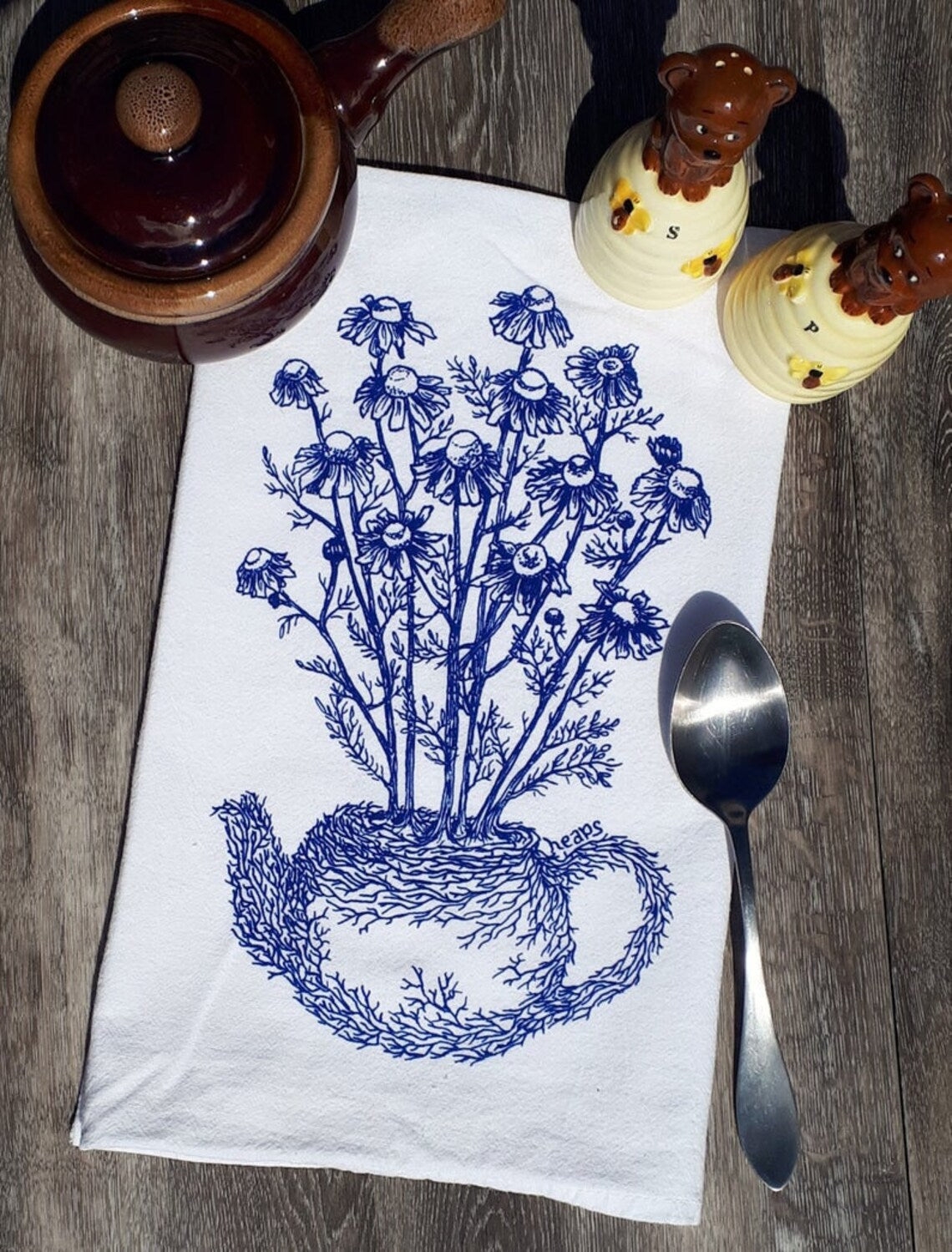Chamomile Teapot Flour Sack Tea Towel