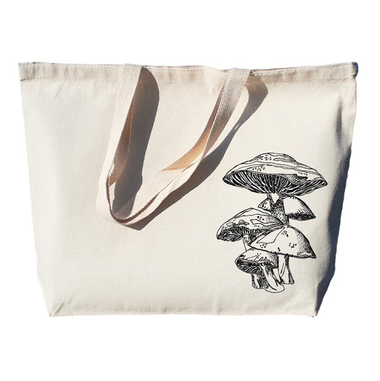 Mushrooms Large Heavyweight Canvas Tote
