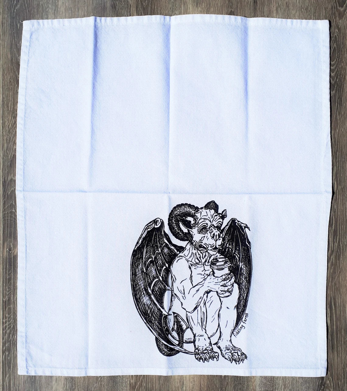 Set of 4 Gargoyle Drinking Coffee Cotton Napkins