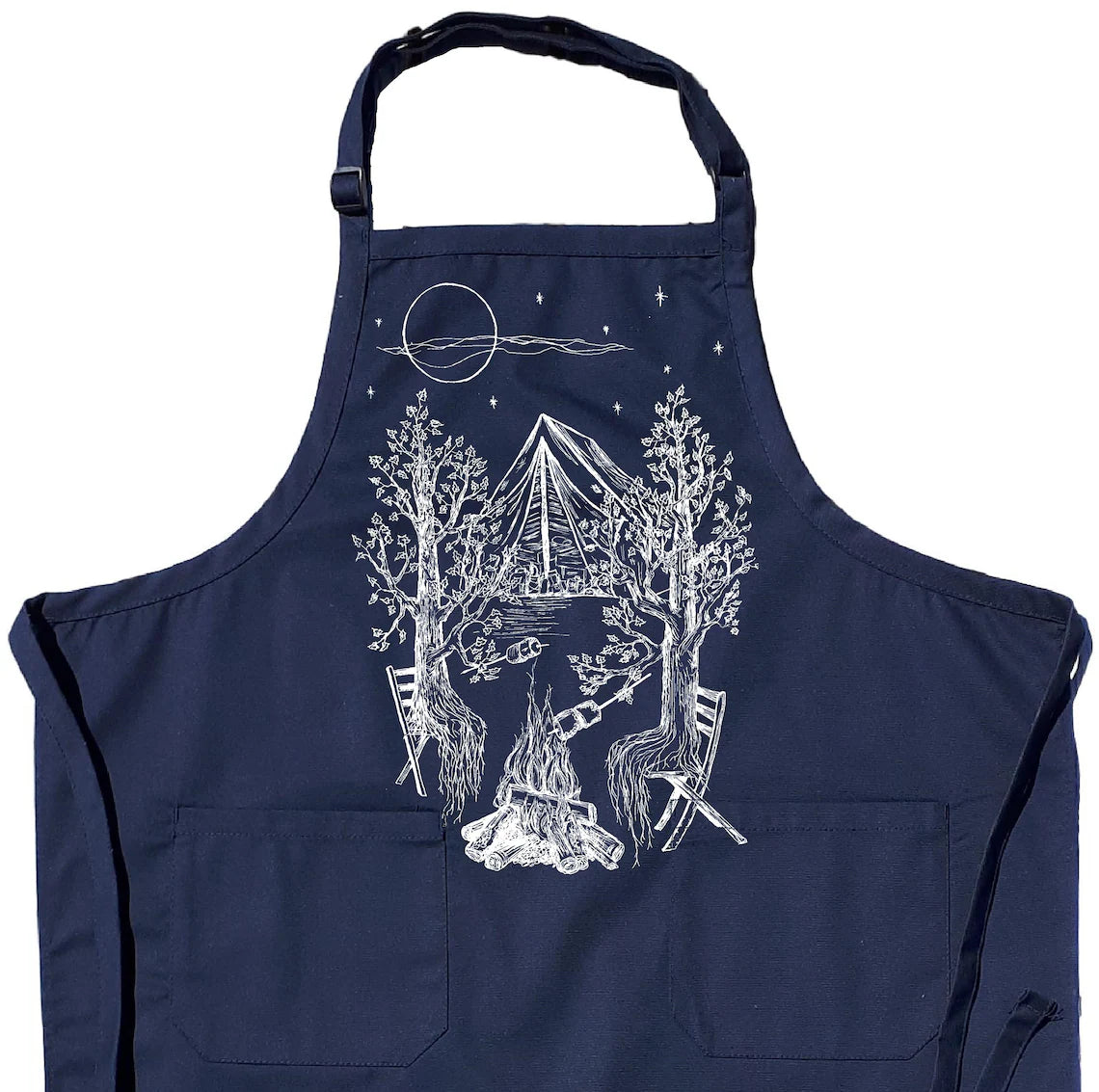 Camping Trees Chef Apron with Pockets
