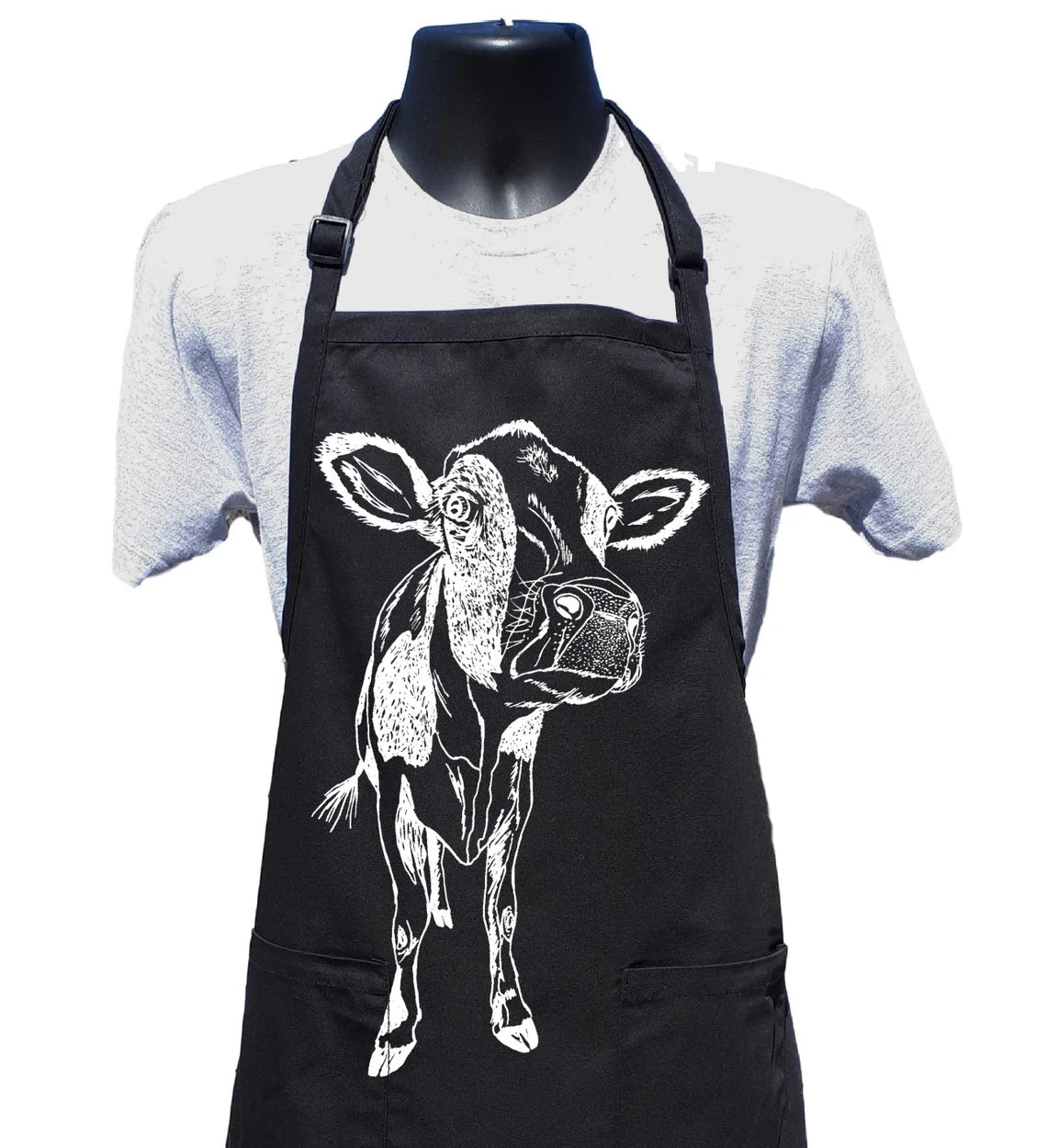 Close Up Cow Chef Apron with Pockets